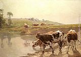 Cattle In A Pasture by Wenceslas Vacslav Brozik